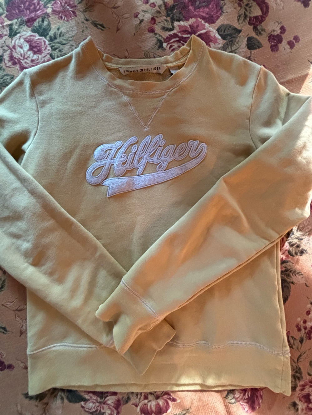Tommy Hilfiger Light Yellow Women’s Sweatshirt with Script Logo